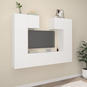 Set di Mobili Porta TV 6 pz Bianco in Legno Multistrato