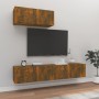 Set Mobili Porta TV 3 pz Rovere Fumo in Legno Multistrato