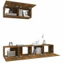 Set Mobili Porta TV 3 pz Rovere Fumo in Legno Multistrato