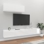 Set Mobili Porta TV 3 pz Bianco Lucido in Legno Multistrato