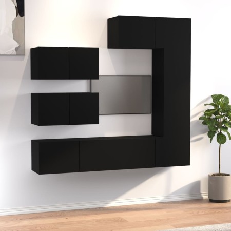 Set Mobili Porta TV 6 pz Nero in Legno Multistrato