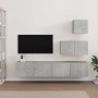 Set di Mobili Porta TV 4 pz Grigio Cemento in Legno Multistrato