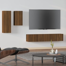 Set Mobili Porta TV 4 pz Rovere Marrone in Legno Multistrato