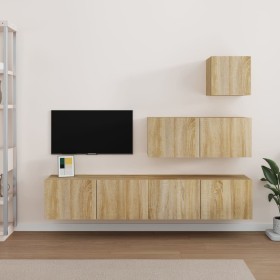 Set di Mobili Porta TV 4 pz Rovere Sonoma in Legno Multistrato