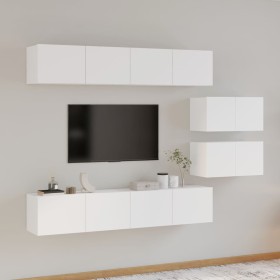 Set di Mobili Porta TV 6 pz Bianco in Legno Multistrato