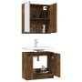 Set Mobili da Bagno 2 pz Rovere Fumo in Legno Multistrato
