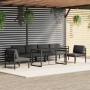 Set Divani da Giardino 7 pz con Cuscini in Alluminio Antracite