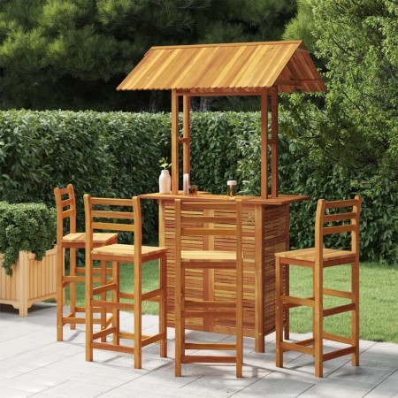 Set da Bar per Giardino 5 pz in Legno Massello di Acacia