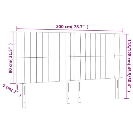 Testiere 4 pz Nere 100x5x78/88 cm in Velluto