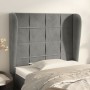 Testiera ad Orecchio Grigio Chiaro 93x23x118/128 cm in Velluto