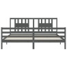 Giroletto con Testiera Grigio 200x200 cm in Legno Massello