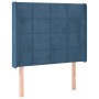 Testiera ad Orecchio Blu Scuro 103x16x118/128 cm in Velluto