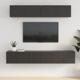 Set di Mobili Porta TV 5 pz Nero in Legno Multistrato