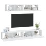 Set di Mobili Porta TV 4 pz Bianco Lucido in Legno Multistrato