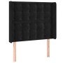 Testiera ad Orecchio Nera 103x16x118/128 cm in Velluto