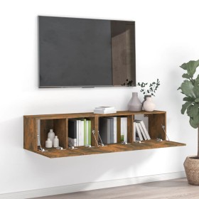 Set Mobili Porta TV 2 pz Rovere Fumo in Legno Multistrato