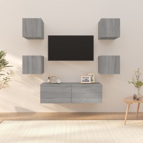 Set di Mobili TV a Parete Grigio Sonoma in Legno Multistrato