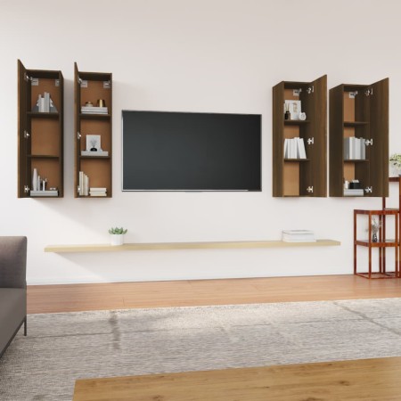 Mobili TV 4 pz Rovere Marrone 30,5x30x110 cm Legno Multistrato