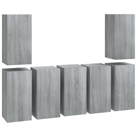 Mobili TV 7 pz Grigio Sonoma 30,5x30x60 cm in Legno Multistrato