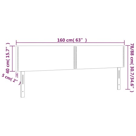 Testiera a LED Rosa 160x5x78/88 cm in Velluto