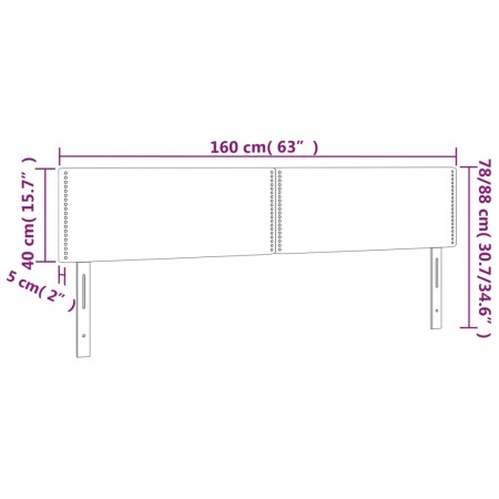 Testiera Cappuccino a LED 160x5x78/88 cm in Similpelle