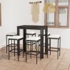 Set Bar da Giardino 7 pz con Cuscini in Polyrattan Nero