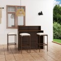 Set Bar da Giardino 4 pz con Cuscini Marrone