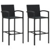 Set Bar da Giardino 3 pz in Polyrattan Nero