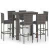 Set Bar da Giardino 7 pz con Cuscini in Polyrattan Grigio