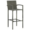 Set Bar da Giardino 5 pz con Braccioli in Polyrattan Grigio