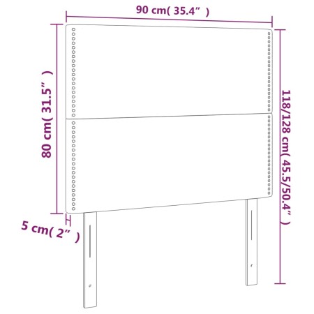 Testiera a LED Marrone Scuro 90x5x118/128 cm in Tessuto