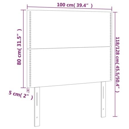 Testiera a LED Nera 100x5x118/128 cm in Tessuto