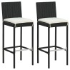 Set Bar da Giardino 3 pz con Cuscini in Polyrattan Nero