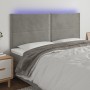 Testiera a LED Grigio Chiaro 200x5x118/128 cm in Velluto