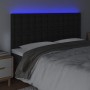 Testiera a LED Nera 180x5x118/128 cm in Similpelle