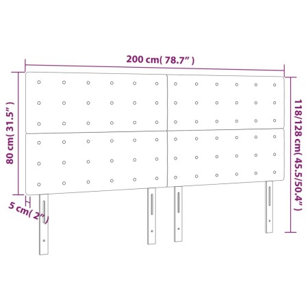 Testiera a LED Nera 200x5x118/128cm in Similpelle