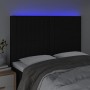 Testiera a LED Nera 144x5x118/128 cm in Tessuto