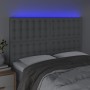 Testiera a LED Grigio Chiaro 144x5x118/128 cm in Tessuto