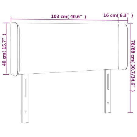 Testiera Grigio Chiaro a LED 103x16x78/88 cm in Velluto