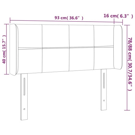 Testiera Grigio Chiaro a LED 93x16x78/88 cm in Velluto