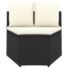 Set Divani da Giardino 6 pz con Cuscini in Polyrattan Nero