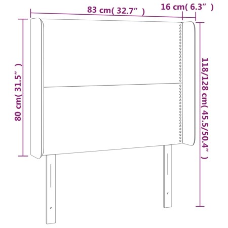 Testiera a LED Nera 83x16x118/128 cm in Tessuto