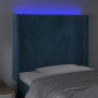 Testiera a LED Blu Scuro 93x16x118/128 cm in Velluto