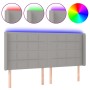 Testiera a LED Grigio Chiaro 163x16x118/128 cm in Tessuto