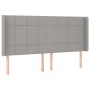 Testiera a LED Grigio Chiaro 163x16x118/128 cm in Tessuto