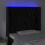 Testiera a LED Nera 103x16x118/128 cm in Velluto