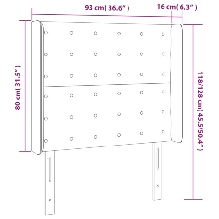 Testiera a LED tortora 93x16x118/128 cm in Tessuto