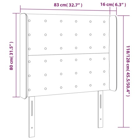 Testiera a LED Crema 83x16x118/128 cm in Tessuto