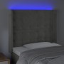 Testiera a LED Grigio Chiaro 103x16x118/128 cm in Velluto