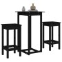 Set da Bar 3 pz Nero in Legno Massello di Pino